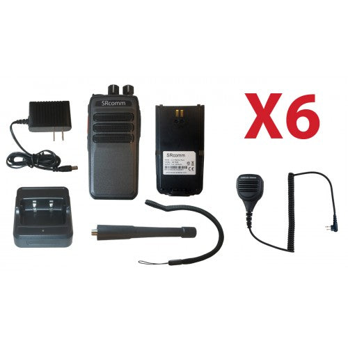 QTY 6 SRcomm SR-D1U 400-470MHz 256 channels 16 zone 4W digital/analog DMR portable radios and speaker microphone